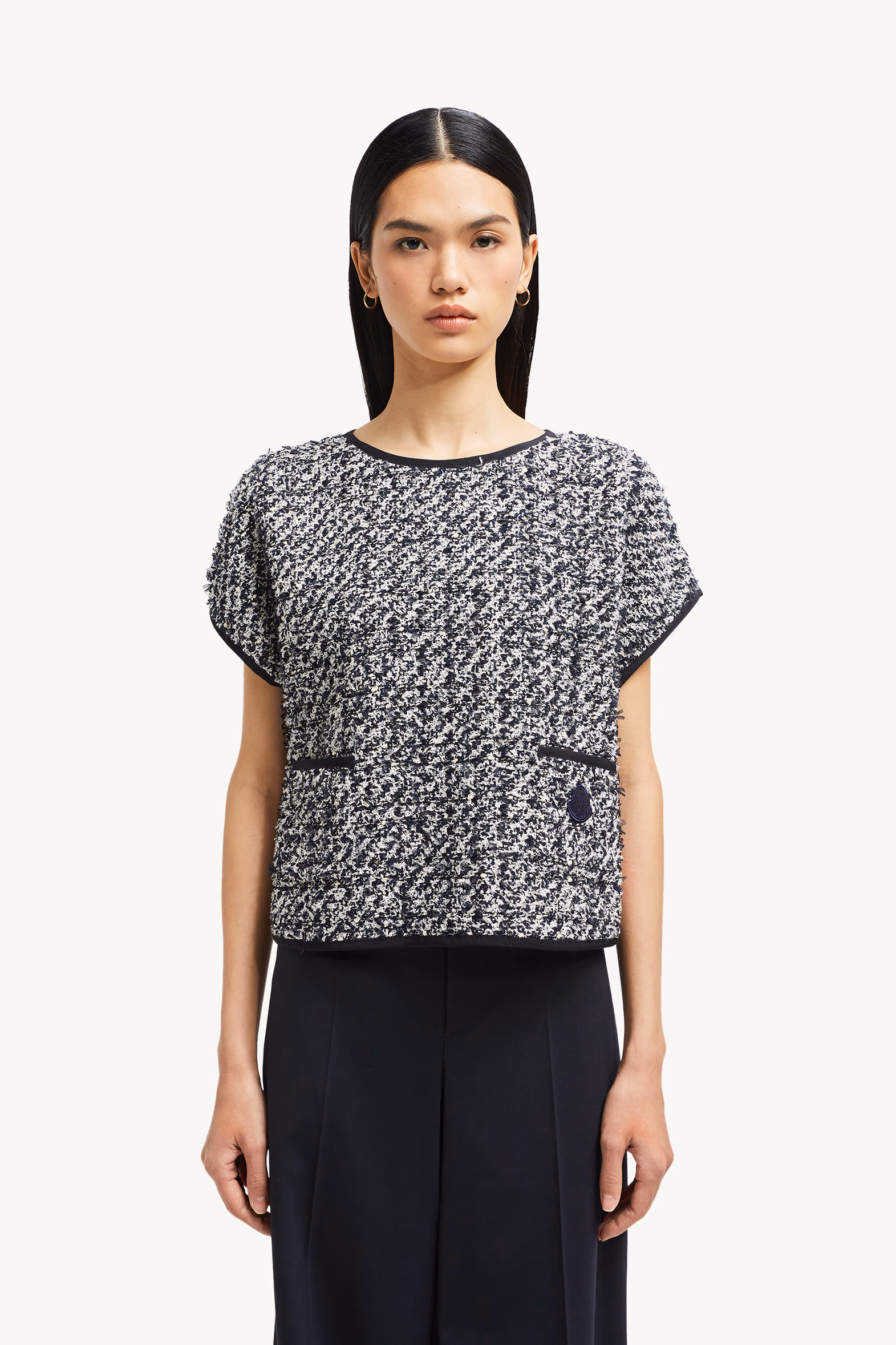 Top de seda y tweed Mujer Azul & Blanco Moncler 3